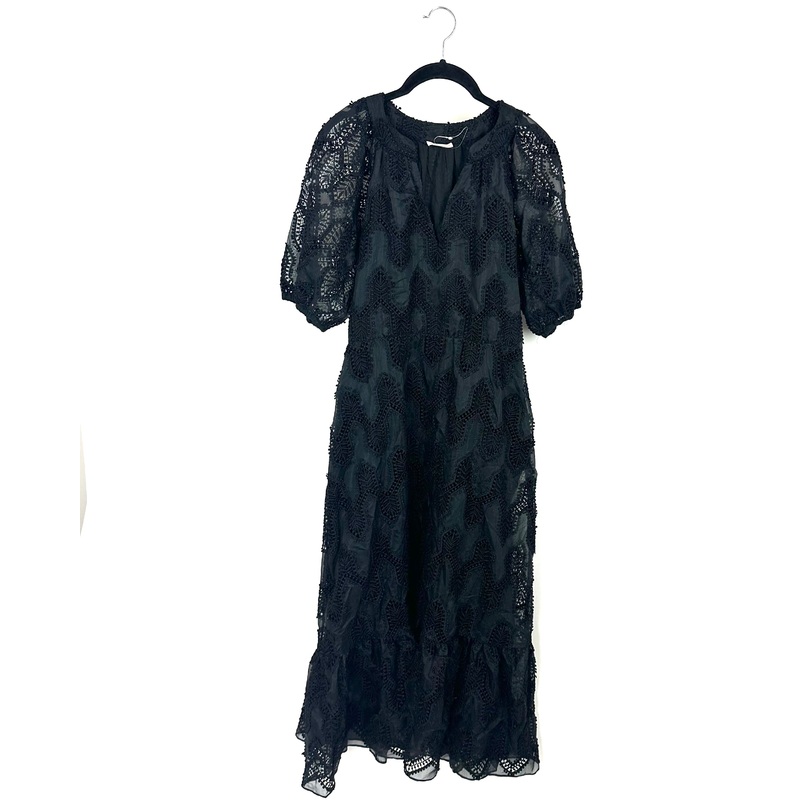 Black Lace Balloon Sleeve Dress – Size 4
