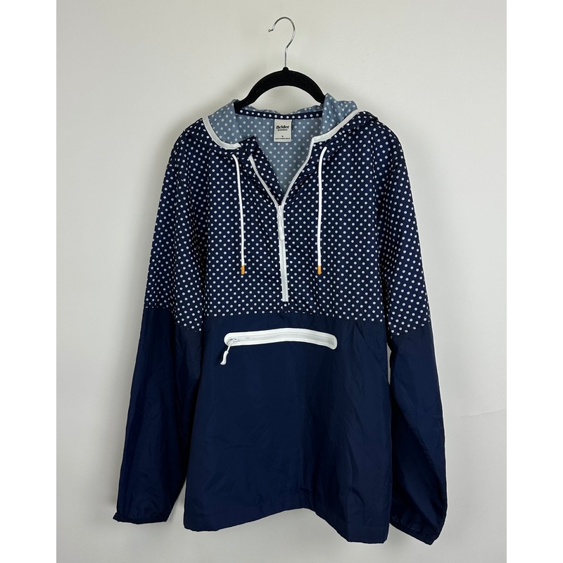 Dark Blue Polka Dot Windbreaker Jacket – Medium