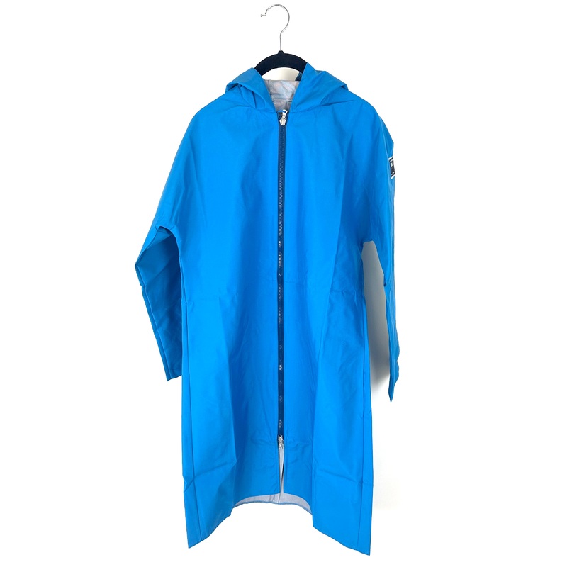 Bright Blue Long Raincoat With Hood – Size 2/4, 6/8,  8/10, and 10/12 Small (Size 2/4)