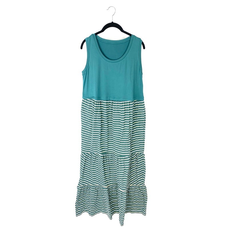 Green Striped Ruffled Dress – Small/Medium