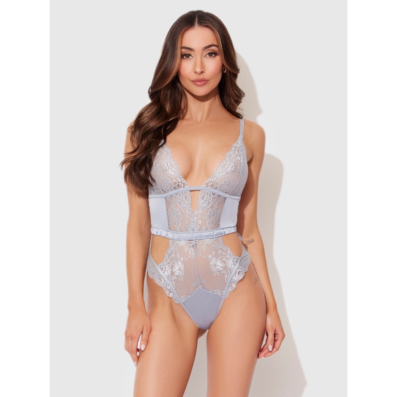 Serenity Lace & Satin Wireless Teddy Stone Blue S