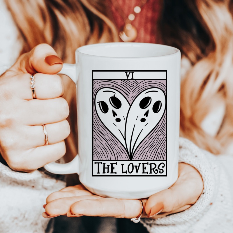 The Lovers Tarot Card Ceramic Mug 15 oz White One Size