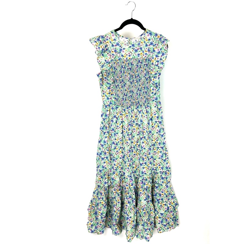 Green Floral Sleeveless Dress – Size 4