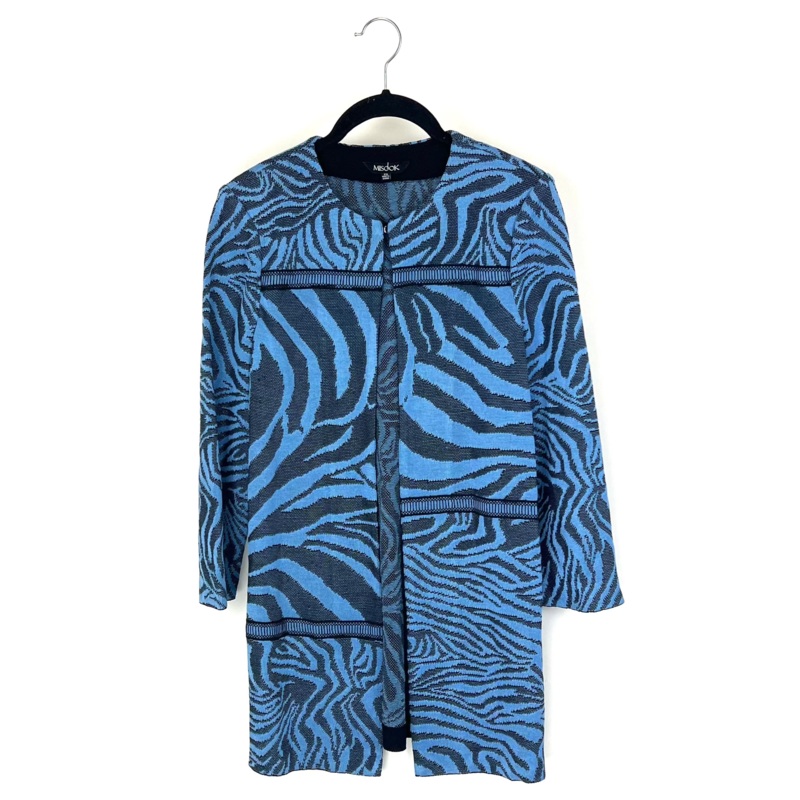 Muted Blue and Black Abstract Pattern Cardigan – Size 2-4