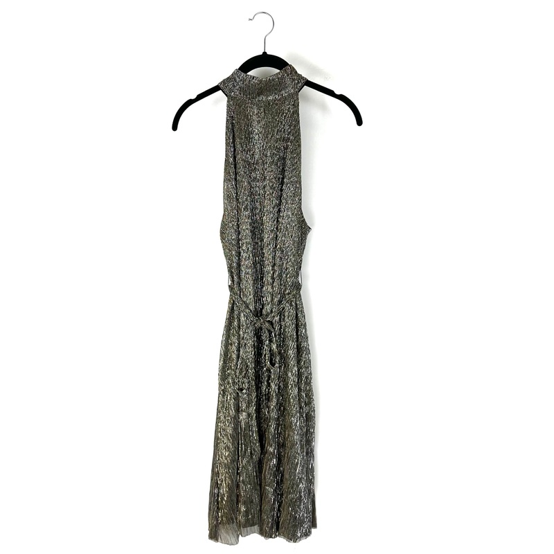 Black Metallic Sleeveless High Neck Dress – Size 0/2 and 4/6 Extra Extra Small (Size 00-0)