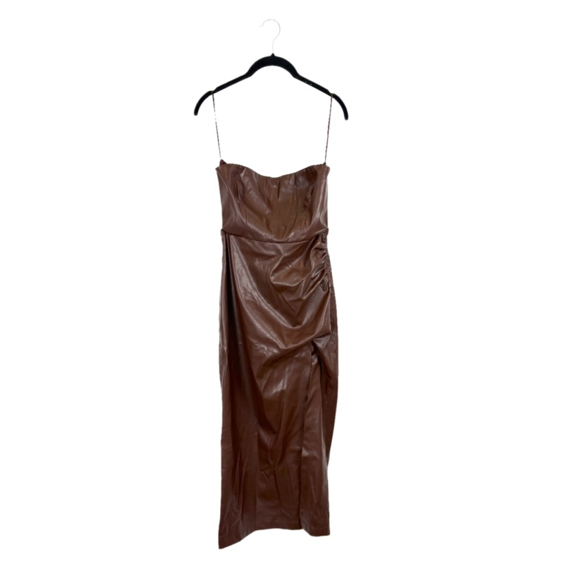 Brown Faux Leather Strapless Dress – Small