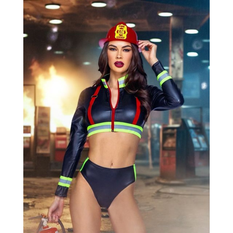 Fierce Fire Woman Costume Black/Multi Small