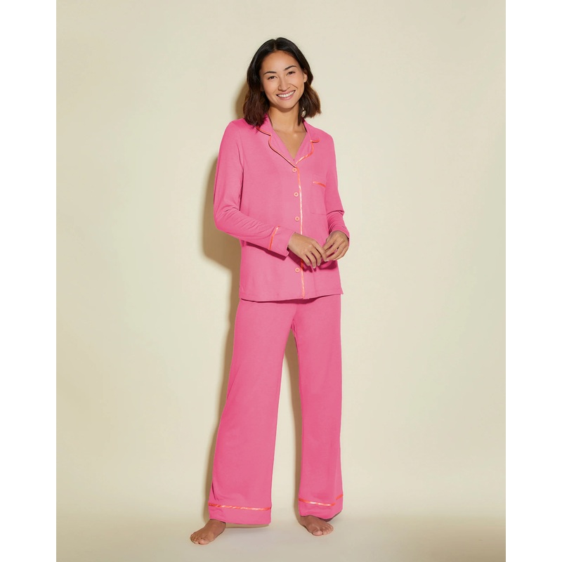Pigiama Petite Con Top A Maniche Lunghe E Pantaloni Venetian Dusk/Sicilian Orange PS