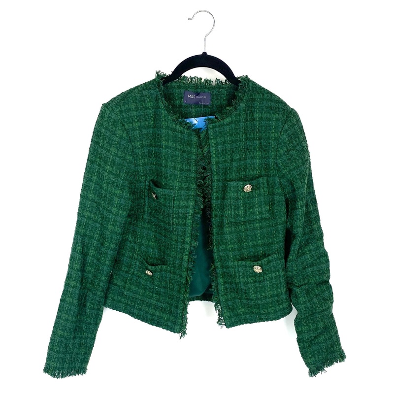 Green Tweed Cropped Blazer – Size 0