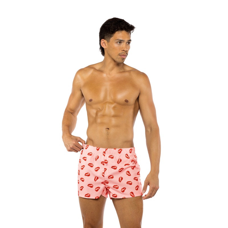 Satin Lips Boxers Pink Small