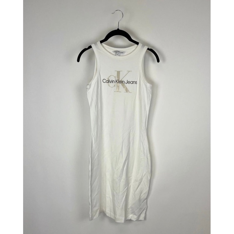 White Bodycon Logo Dress – Small