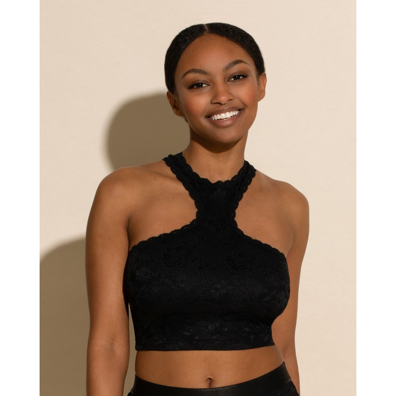 Top Crop Cuello Halter Negro S