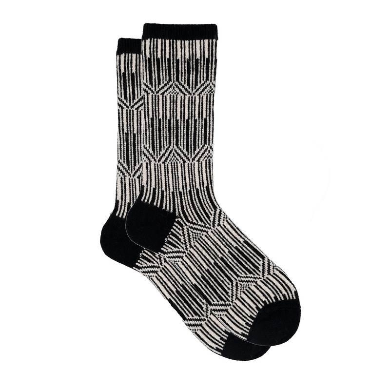 Mila Black/Cream Cashmere Socks Black/Cream One Size