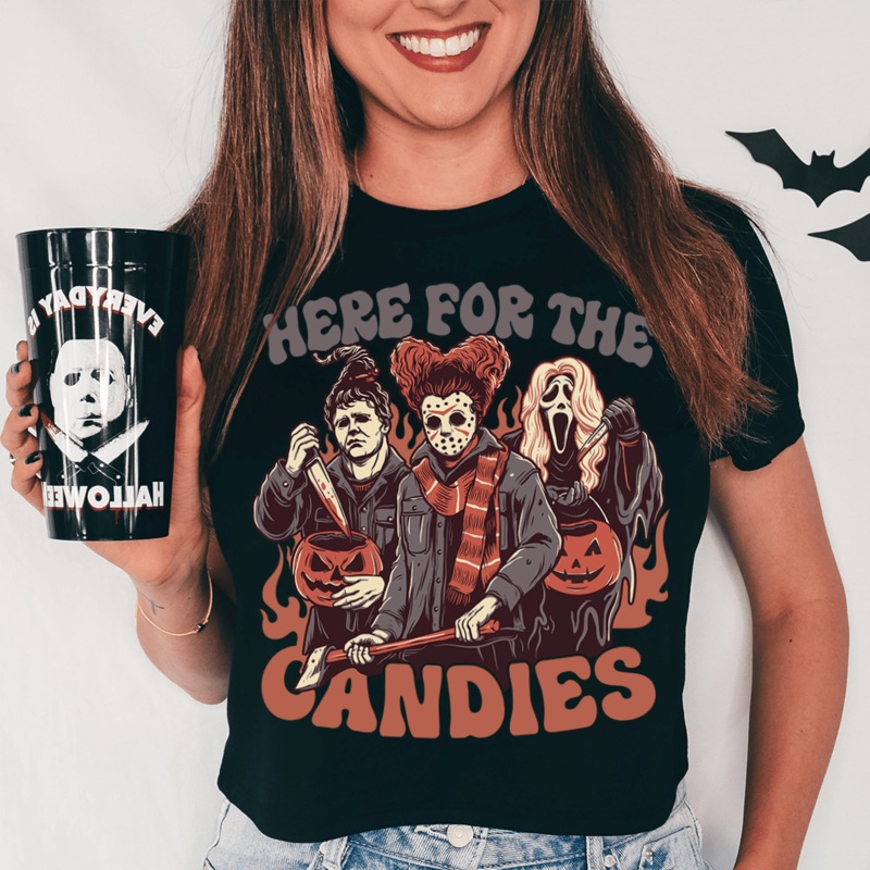 Here For The Candies Tee Black S