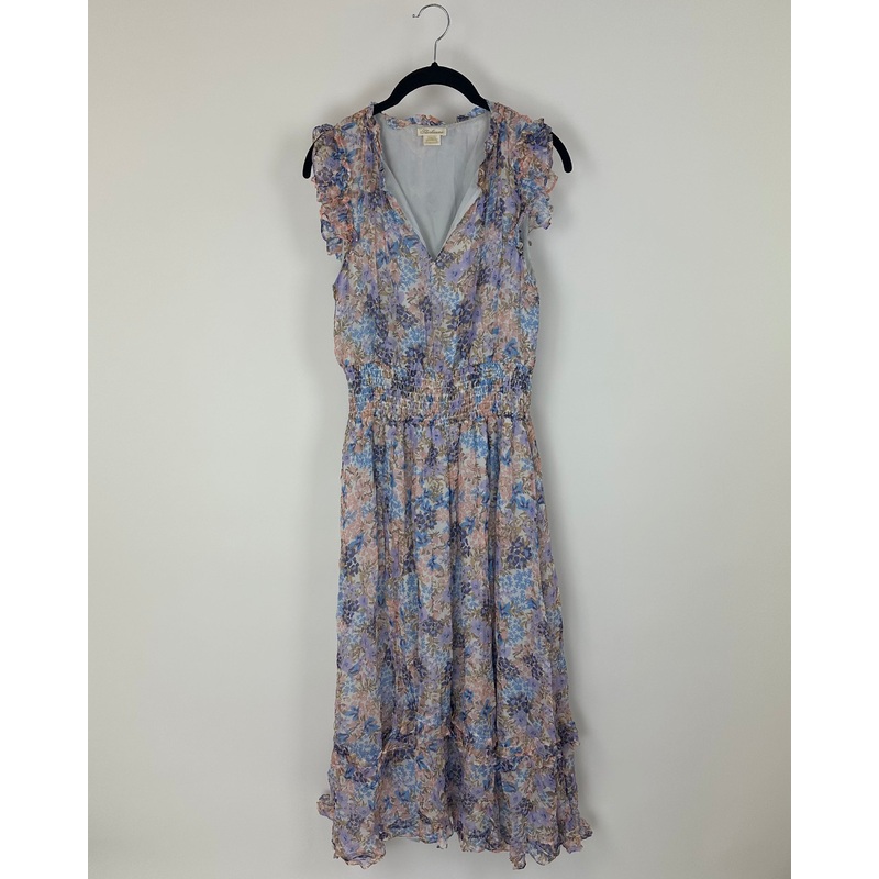 Pastel Multi-Color Floral Maxi Dress – Size 4