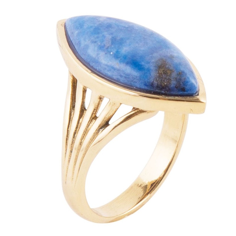Blue Lapis Golden Spark Ring 6