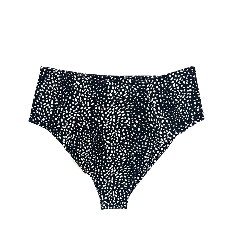 Black And White High Waist Moderate Coverage Bikini Bottom – Extra Small and Small Extra Small