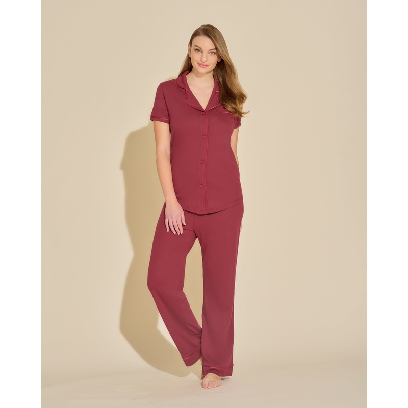 Short Sleeve Top & Pant Pajama Set Vin Brule/Fragolino XS