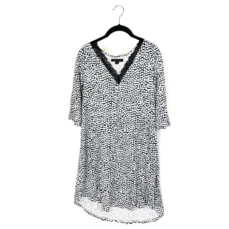 Abstract Print Crop Sleeve Nightgown – Small