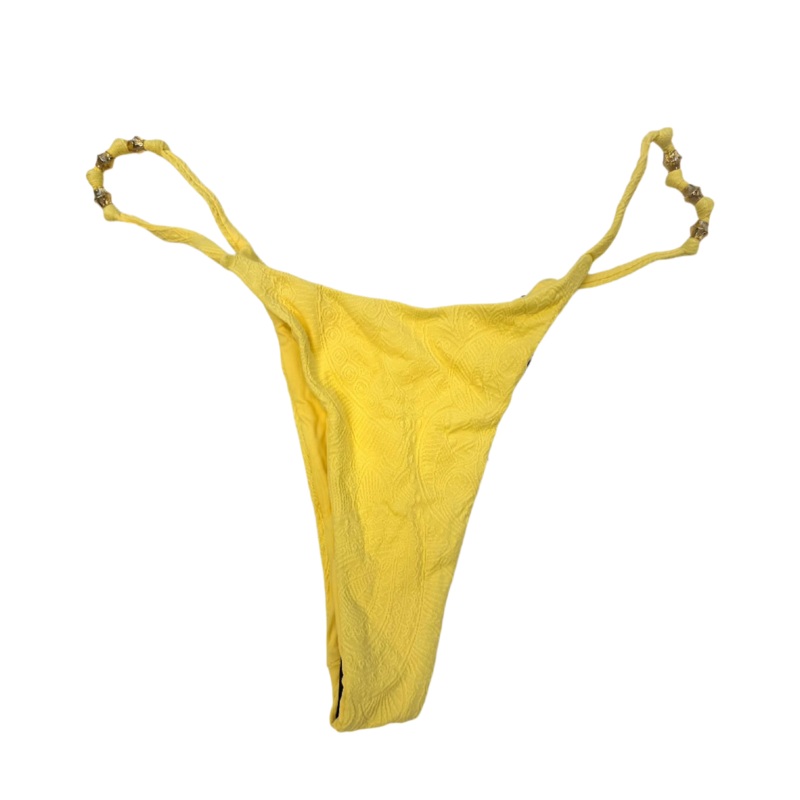 Yellow Embossed Thong Bikini Bottom – S, M, L, XL, XXL Medium (Size 4/6)