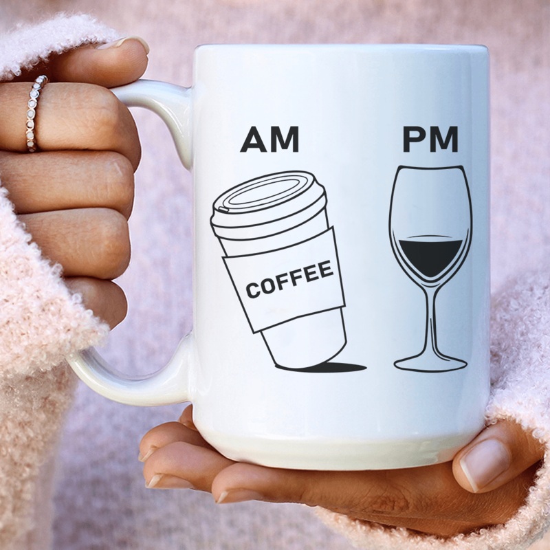 Coffee & Wine Ceramic Mug 15 oz White One Size