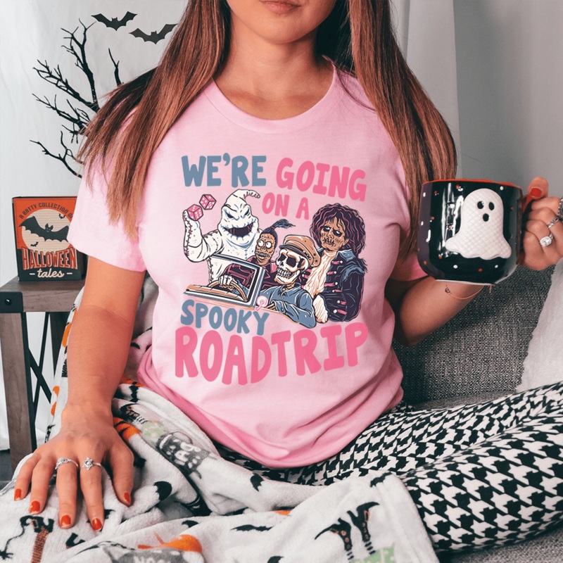 We’re Going On A Spooky Trip Tee Pink S