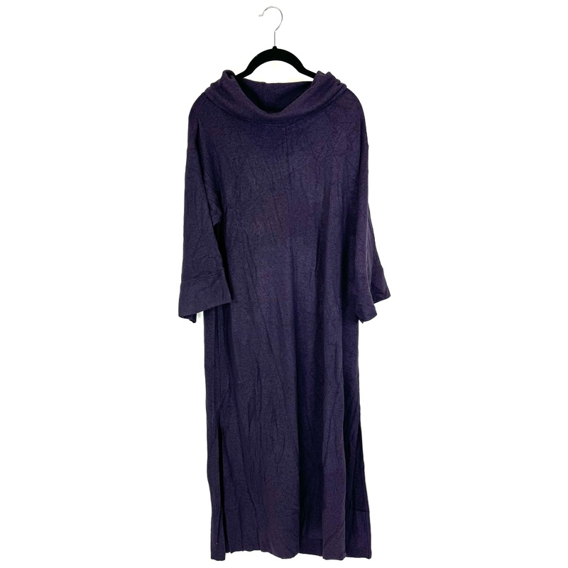 Dark Purple Lounge Dress with Draped Turtleneck – Size 4/6