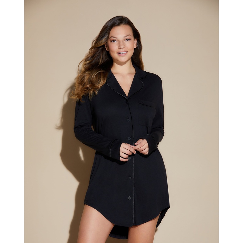 Camicia Da Notte Nero/Nero XS