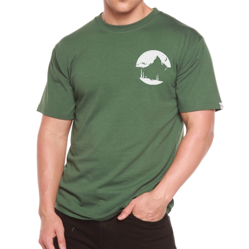 Explore More Men’s Bamboo Viscose/Organic Cotton Printed T-Shirt Medium Black