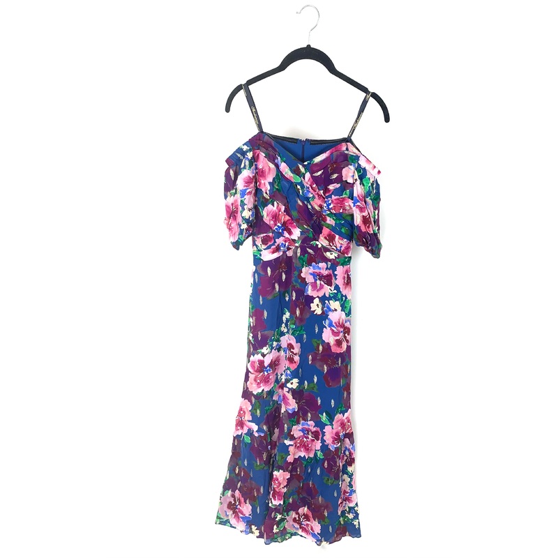 Off-the-Shoulder Floral Maxi Dress – Size 4