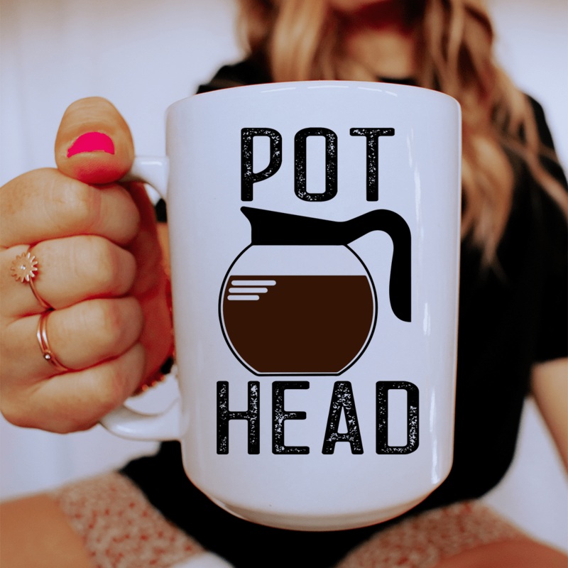 Pot Head Coffee Ceramic Mug 15 oz White One Size