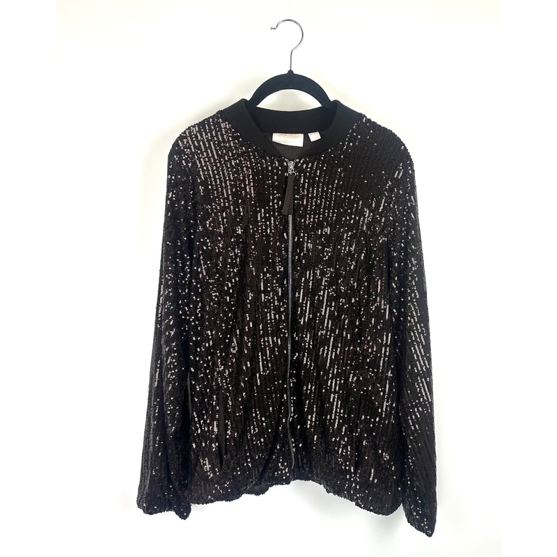 Chocolate Brown Sequin Bomber Jacket – Size 6/8