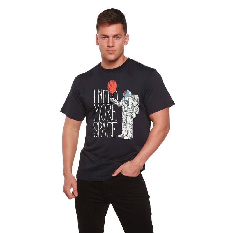 I need more space Men’s Bamboo Viscose/Organic Cotton Short Sleeve Graphic T-Shirt Medium Black