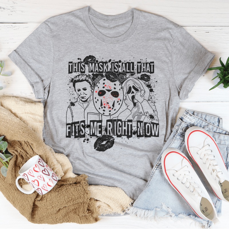 This Mask Is All That Fits Me Right Now Halloween Tee Athletic Heather L