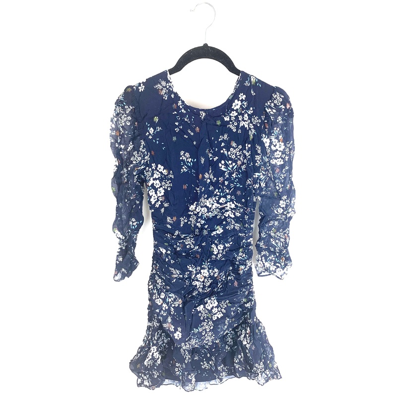 Navy Blue and White Floral Cocktail Dress – Size 00