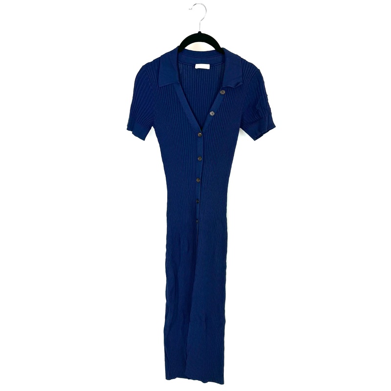 Navy Short Sleeve Rib Knit Dress – Size 2/4