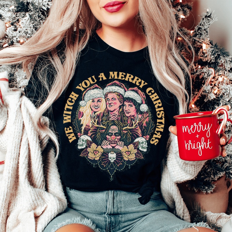 We Witch You A Merry Christmas Tee Black S