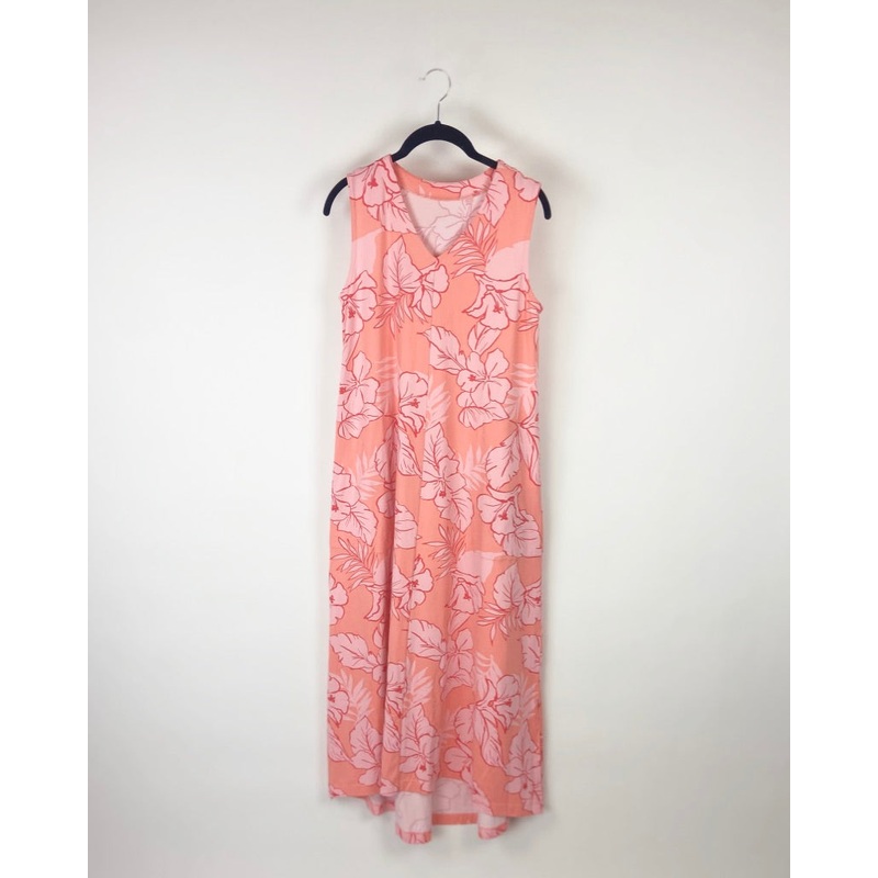 Peach and Pink Tropical Floral Print Dress – Small/Medium