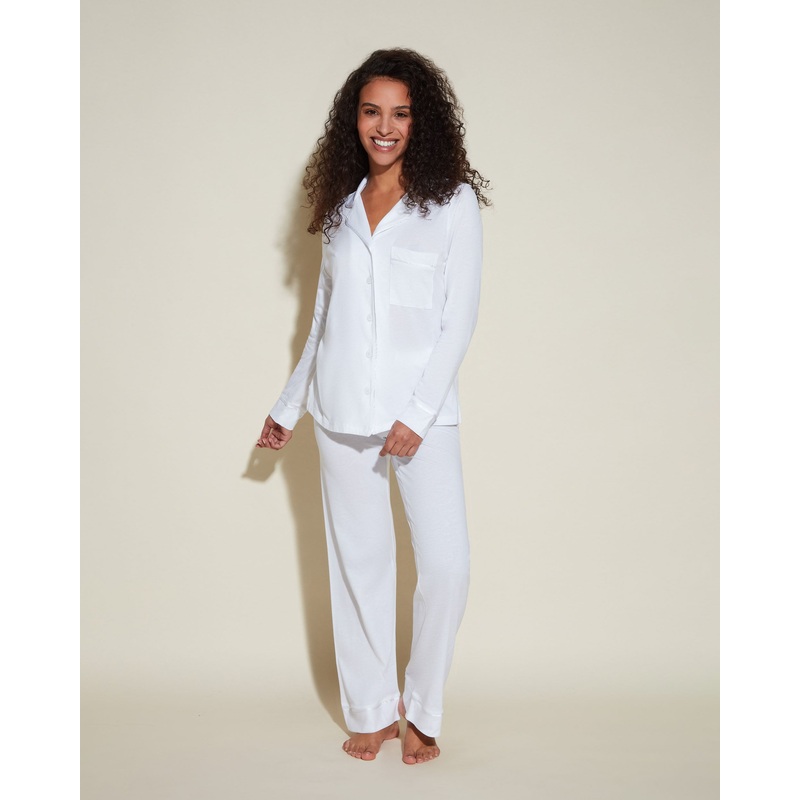 Pigiama Petite Con Top A Maniche Lunghe E Pantaloni White/White PS
