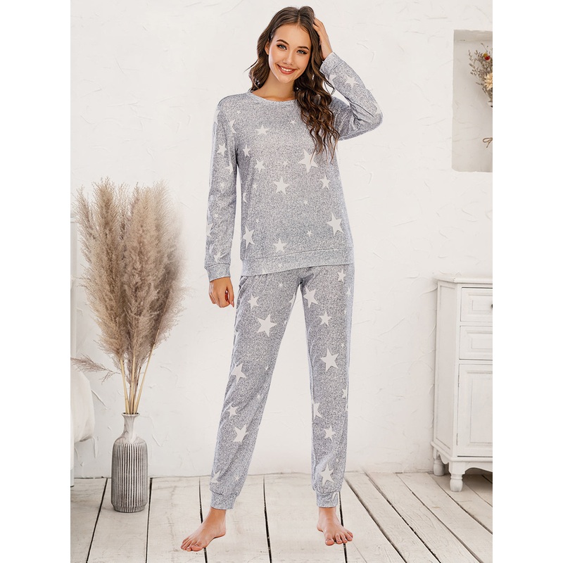Star Top and Pants Lounge Set Heather Gray S