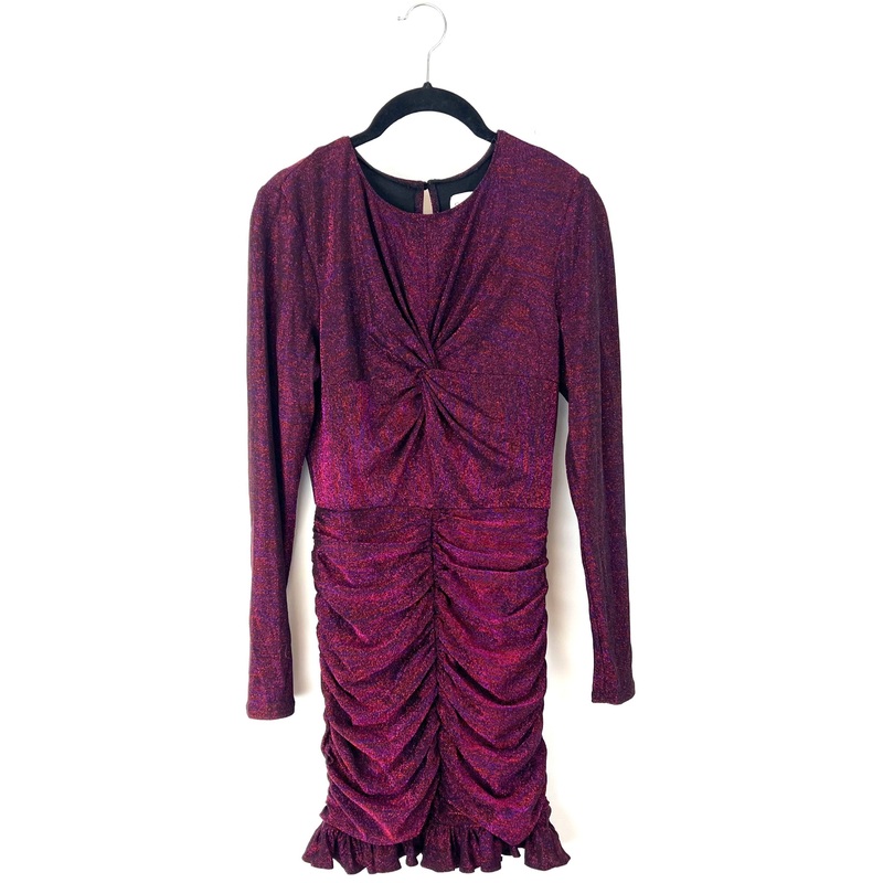 Red And Purple Metallic Long Sleeve Mini Dress – Small