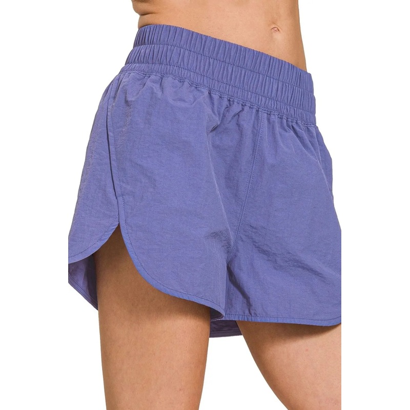 Zenana Windbreaker Smocked Waistband Running Shorts MARLIN S