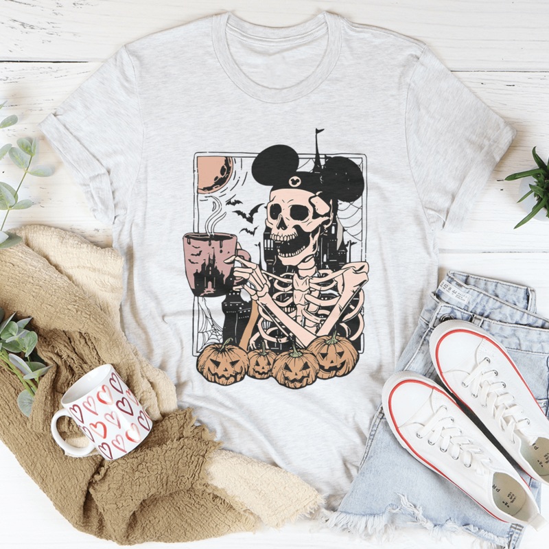 Halloween Skeleton Mouse Ears Tee Ash S