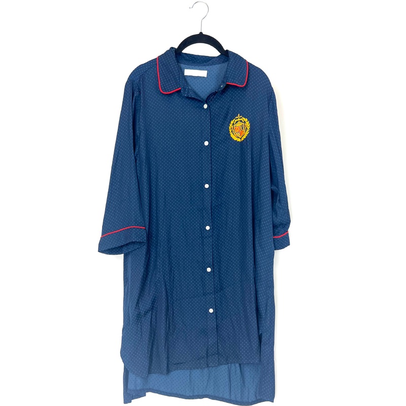 Navy Blue Long Sleeve Specked Nightgown – Small