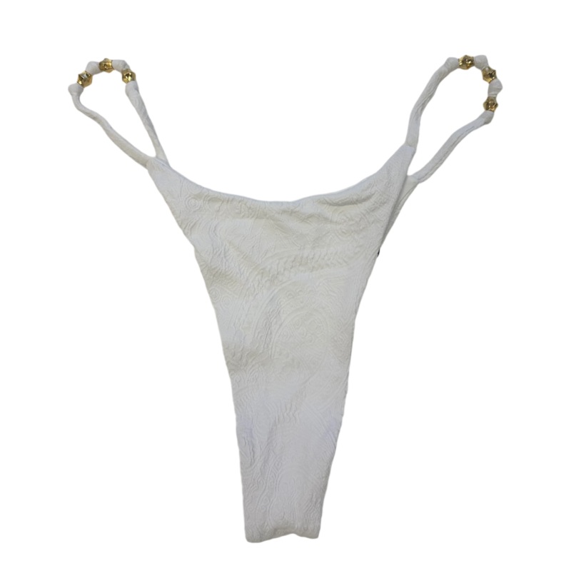 White Embossed Thong Bikini Bottom – S, M, L, XL, XXL Medium (Size 4/6)