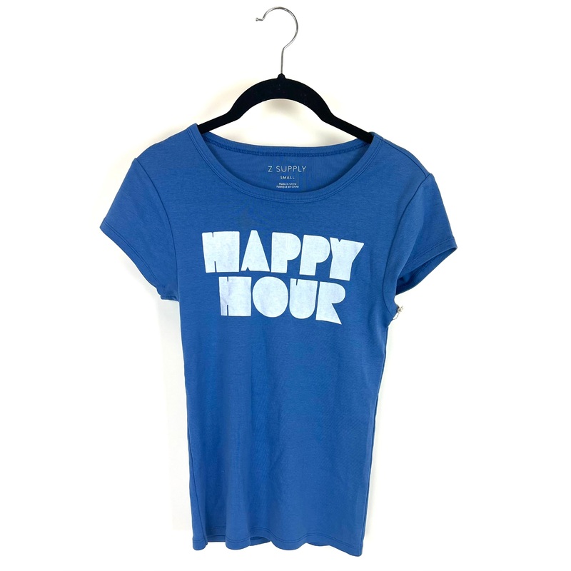 “Happy Hour” Bright Blue Tee – Size 4/6