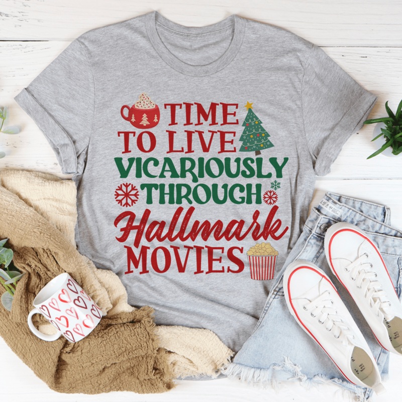 Time to Live Vicariously Christmas Tee Athletic Heather S