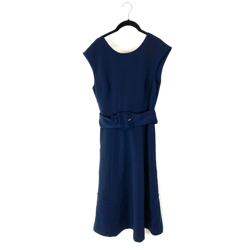 Navy Blue Belted Dress – Size 4