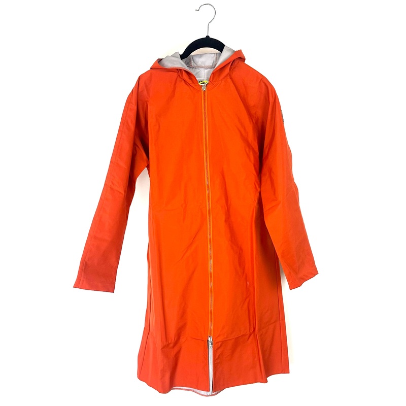 Orange Long Raincoat With Hood – Size 2/4, 6/8,  8/10, and 10/12 Small (Size 2/4)