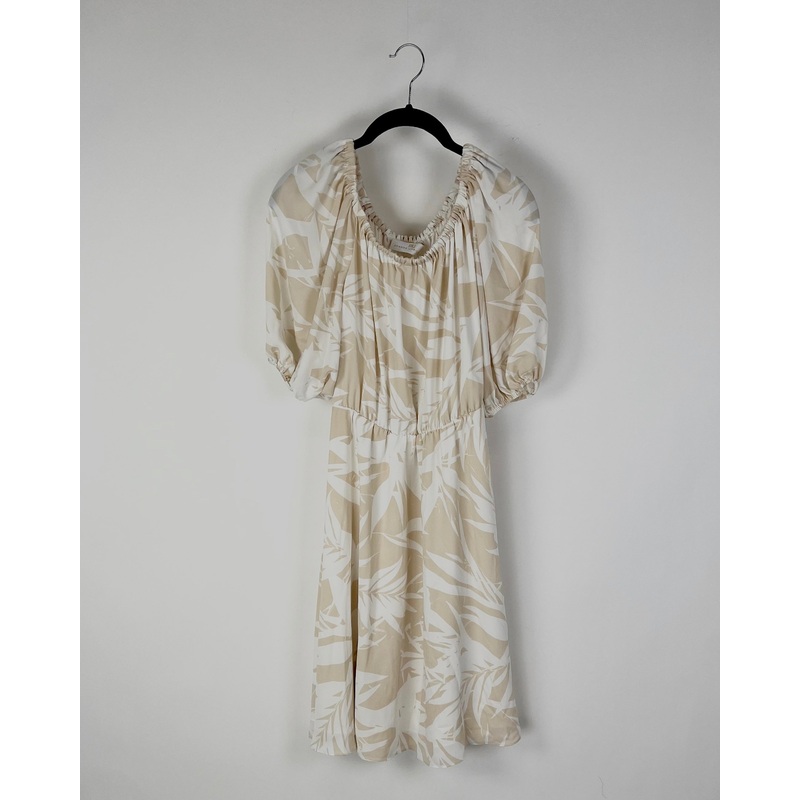 Beige and White Abstract Dress – Small